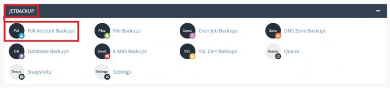 JetBackup - Restore my account from CPANEL