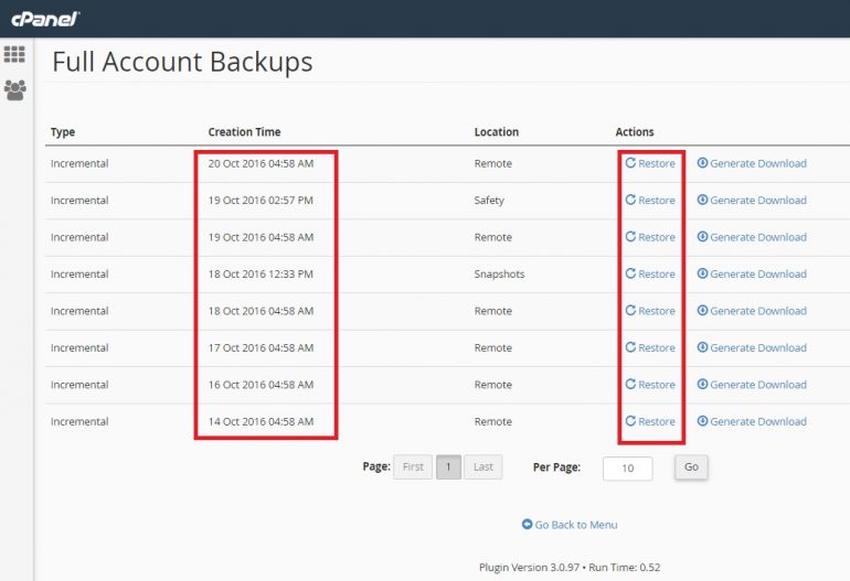 JetBackup – Restore my account from CPANEL